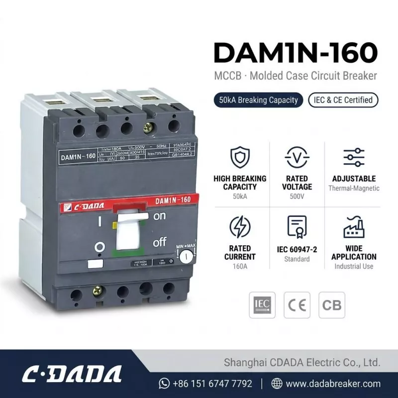 CDADA vapauttaa suuren kapasiteetin DAM1N-160 160A MCCB-katkaisijan