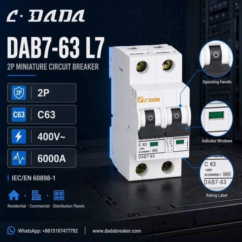 DAB7-63 L7 2P MCB - Kirkas, kompakti suojaus jakelupaneeleille